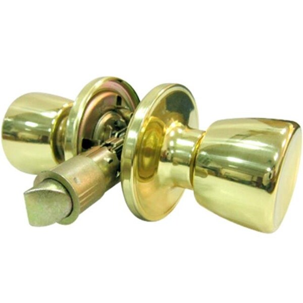Taiwan Fu Hsing Industrial 221813 Tru-Guard Tulip Style Knob Mobile Home Passage Lockset; Polished Brass 221813 - main
